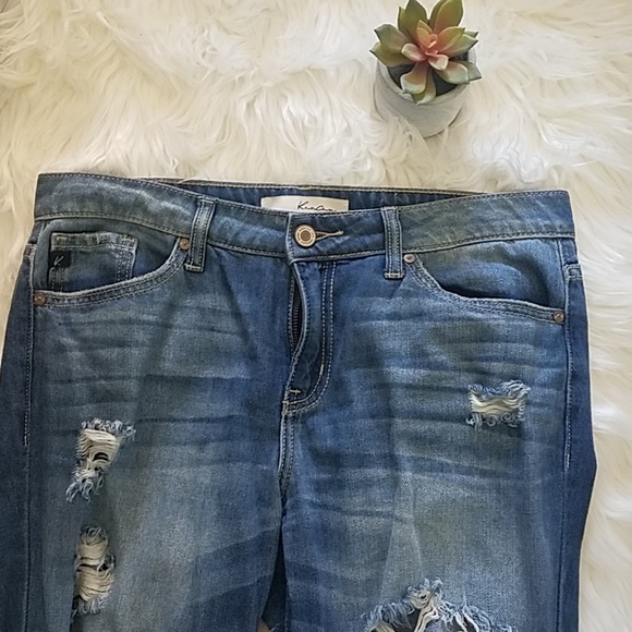 Light Blue Relaxed Boyfriend Distressed Jeans - Picture 6 of 8